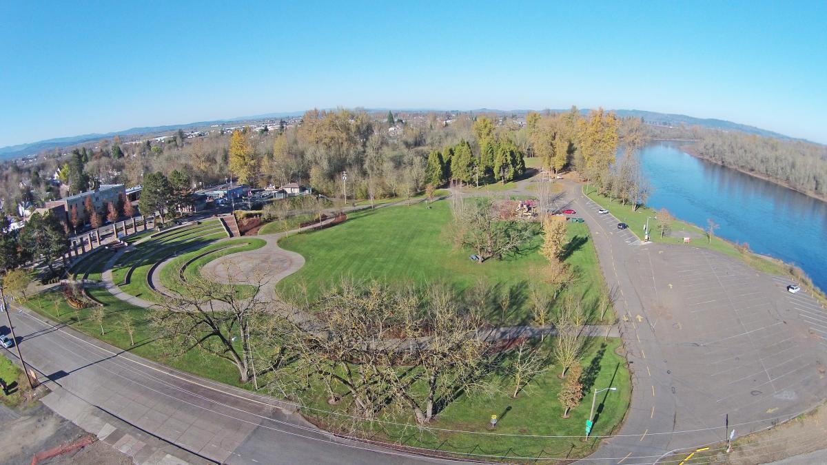 Aerial view of park in Independence Oregon
